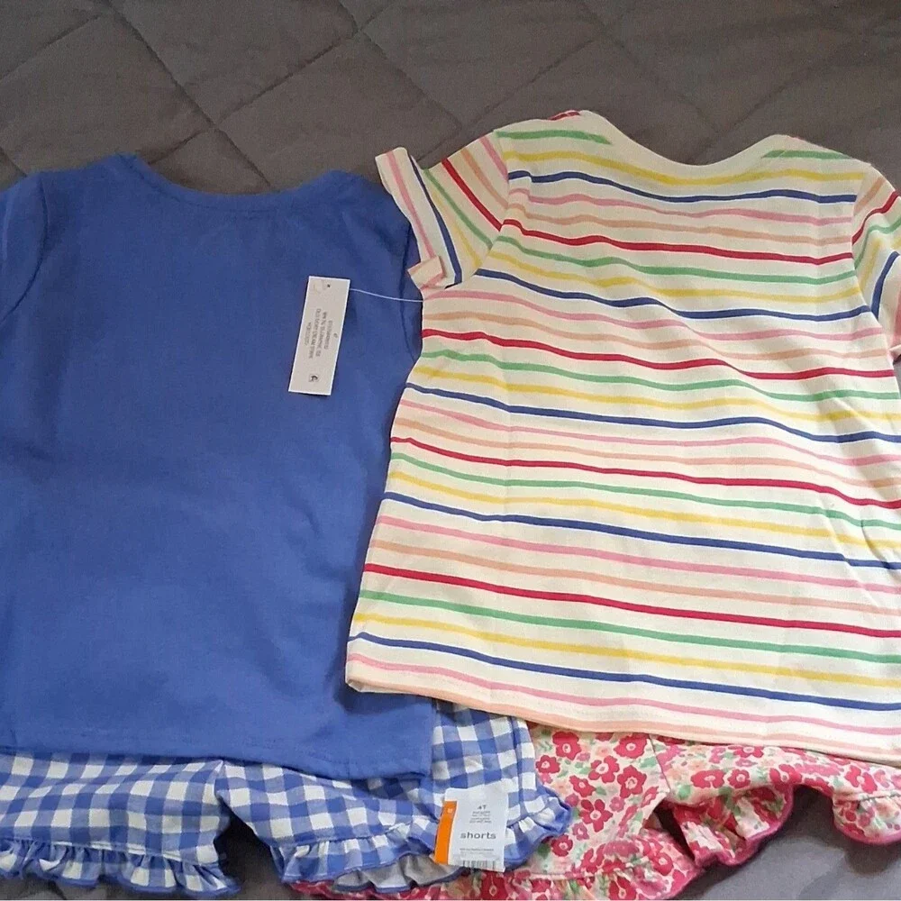 Wonder Nation 4T 4pc Cotton Outfit Set, 2 Tees & 2 Shorts Spring/Summer.
